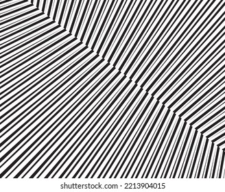 Line art optical art. Psychedelic background. Monochrome background. Optical illusion style. Black dark background. Tire Tracks. Graphic ornament. Vector templat