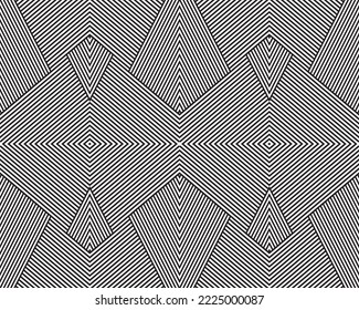 Line art optical art. Psychedelic background. Monochrome background. Optical illusion style. Black dark background. Tire Tracks. Graphic ornament. Vector template