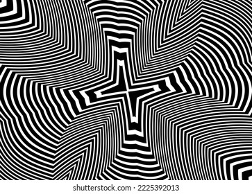 Line art optical .Wave design black and white. Pattern Digital image with a psychedelic stripes. Argent base for website, print, basis for banners, wallpapers, business cards, brochure