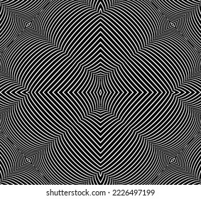 Line art optical .Wave design black and white. Pattern Digital image with a psychedelic stripes. Argent base for website, print, basis for banners, wallpapers, business cards