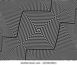 Line art optical .Wave design black and white. Digital image with a psychedelic stripes. Argent base for website, print, basis for banners, wallpapers, business cards, brochure, banne