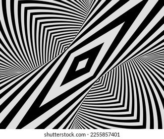 Line art optical .Wave design black and white. Digital image with a psychedelic stripes. Argent base for website, print, basis for banners, wallpapers, business cards, brochure, banner