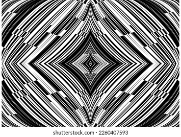 Line art optical .Wave design black and white. Digital image with a psychedelic stripes. Argent base for website, print, basis for banners, wallpapers, business cards, brochure, banner