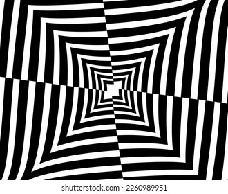 Line art optical .Wave design black and white. Digital image with a psychedelic stripes. Argent base for website, print, basis for banners, wallpapers, business cards, brochure, banner