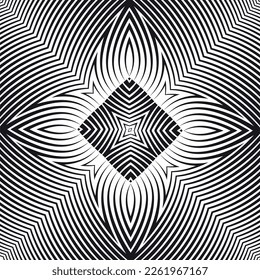 Line art optical .Wave design black and white. Digital image with a psychedelic stripes. Argent base for website, print, basis for banners, wallpapers, business cards, brochure, banner