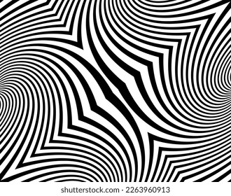 Line art optical .Wave design black and white. Digital image with a psychedelic stripes. Argent base for website, print, basis for banners, wallpapers, business cards, brochure, banner