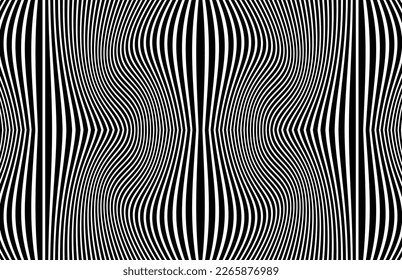 Line art optical .Wave design black and white. Digital image with a psychedelic stripes. Argent base for website, print, basis for banners, wallpapers, business cards, brochure, banner
