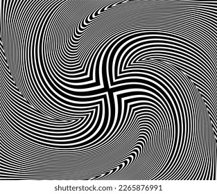 Line art optical .Wave design black and white. Digital image with a psychedelic stripes. Argent base for website, print, basis for banners, wallpapers, business cards, brochure, banner