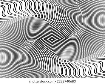 Line art optical .Wave design black and white. Digital image with a psychedelic stripes. Argent base for website, print, basis for banners, wallpapers, business cards, brochure, banner