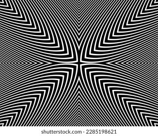 Arte de línea óptico .Diseño de onda en blanco y negro. Imagen digital con franjas psicodélicas. Base de Argent para sitio web, impresión, base para banners, fondos de pantalla, tarjetas de visita, folleto, banner