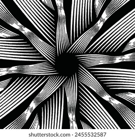  Línea de arte óptico .Wave diseño blanco y negro. Imagen digital con rayas psicodélicas. Base Argent para Sitio web, impresión, base para Anuncios, fondo, tarjetas de visita, folleto, Anuncio