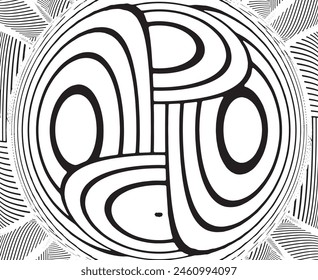 Line art optical .Wave design black and white. Digital image with a psychedelic stripes. Argent base for website, print, basis for banners, wallpapers, business cards, brochure, banner
