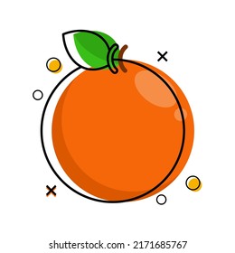 line art orange fruit flat design. vector illustration