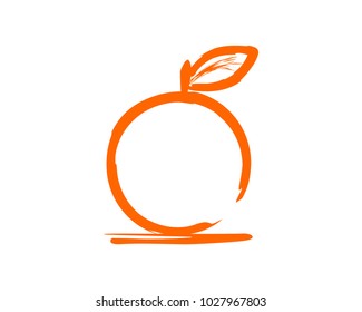 Line Art Orange Fruit Symbol Abstract Logo Vector