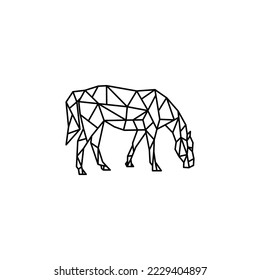 line art or origami geometric horses and horses: logo, icon, print