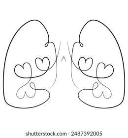 diseño original de los pulmones humanos con corazones en el centro de los pulmones, para logotipos, patrones o varios diseños