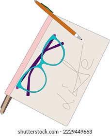 Line art of original office supplies