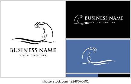 line art otters logo template