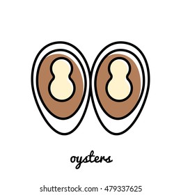 Line art ousters icon. Isolated vector illustrations. Infographic element