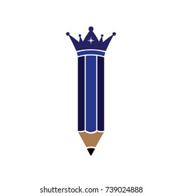 line art / outline crown vector icon, pencil and crown conception 