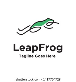 Line Art Outline Leap Frog Logo Icon Vector Template