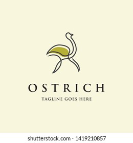line art outline ostrich logo icon vector template