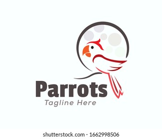 Line art outline parrot logo design inspiration