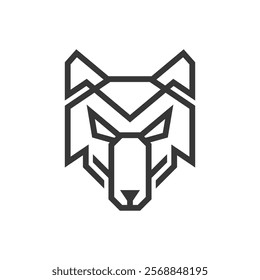 line art outline wolf face head beast geometric logo icon vector template