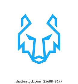 line art outline wolf face head beast geometric logo icon vector template