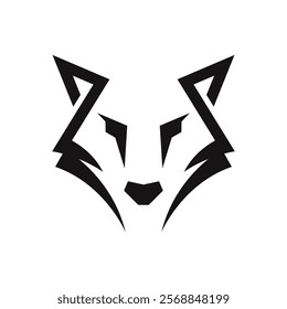 line art outline wolf face head beast geometric logo icon vector template