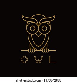 line art owl logo template