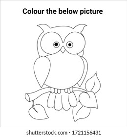 Line art owl on the white background . vector illustration. For pre school education, kindergarten and kids and children. Coloring page and books, outline