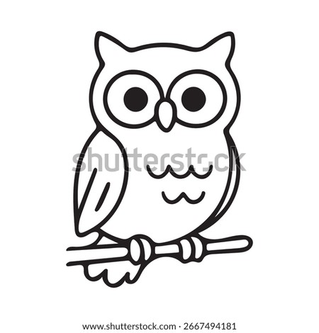 Line art owl perched on a branch