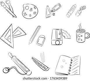 the line art of painting tools