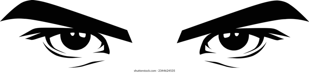 line art of a pair of angry eyes for a vector object or logo