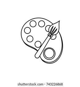 line art palette with brush paint object