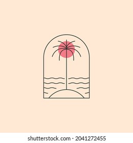 line art palm tree minimal logo vector symbol illustration design