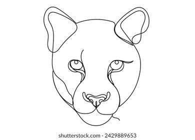 Line Art Panther Cat Illustration. Continuous Outline Editable Stroke Feline Panther Animal Mascot Contour Drawing.