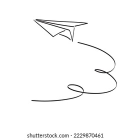 line art paper plane with copy space illustration vector hand drawn isolated on white background