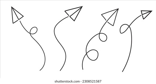 Line art paper plane note taking