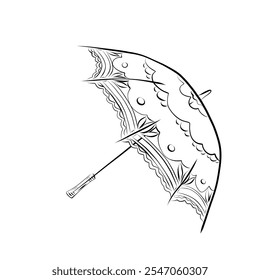 Linhagem artística. Parasol no estilo line art. Design minimalista de vetor