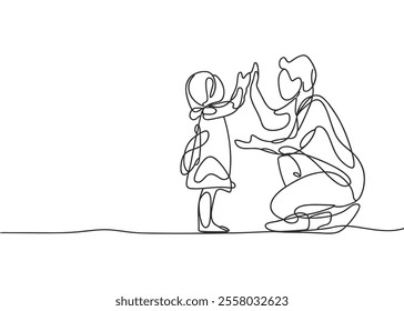 Line Art of a Parent and Child