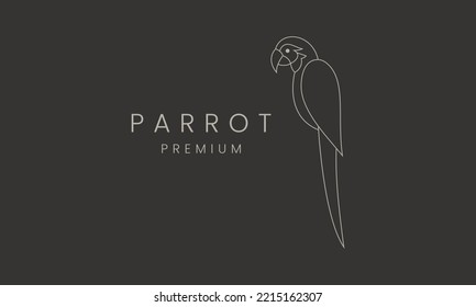 Line Art Parrot Bird Logo Design Vector Illustration