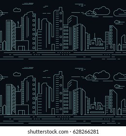 Line art pattern of skyscrapers in the city. Vector Image