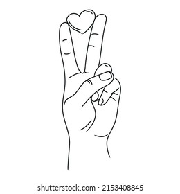 Line art peace sign, great design for any purpose, vector illustration. Hand gesture V sign Design element. minimal art. Positive person. Peace symbol. World peace