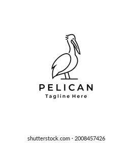 Line art Pelican bird logo design vector illustration template