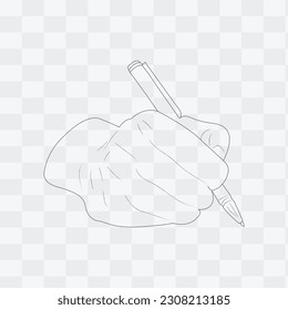 Arte de línea con un lápiz en la mano, vector