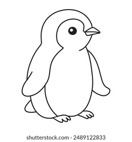 Line art of penguin cartoon vector. penguin coloring book.