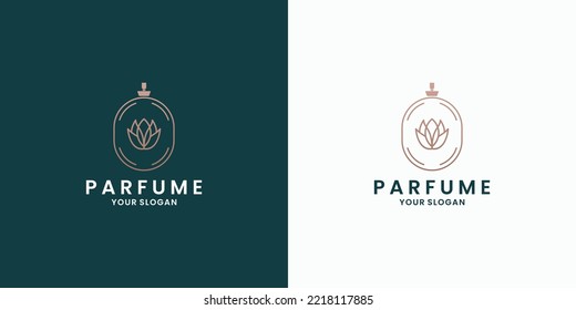 line art perfume logo design with flower