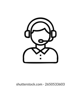 Line art a person wearing headphones a microphone on a headset call